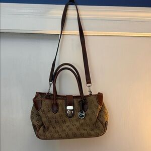 Vintage Dooney & Bourke Logo Satchel | Canvas & Leather | Crossbody